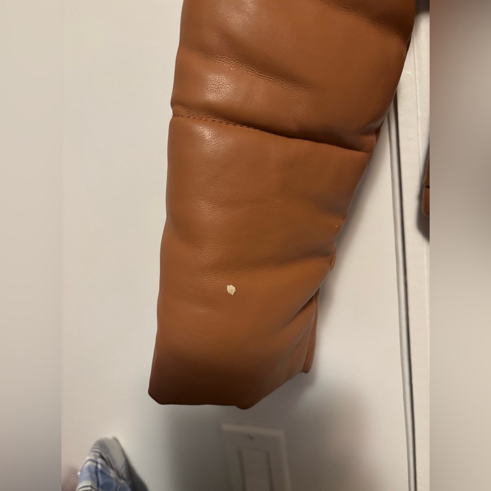 Abercrombie & Fitch Vegan Leather Puffer Coat Brown Size Large - Picture 7 of 8